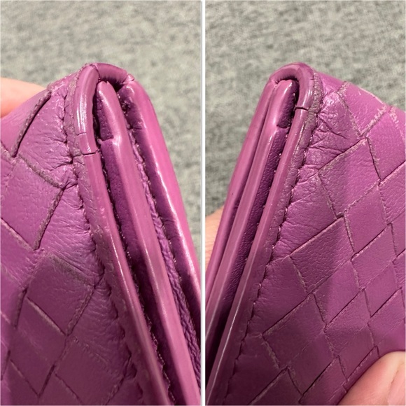 Bottega Veneta Intrecciato Weave Leather Wallet Purple - Picture 11 of 16